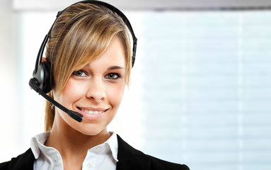 Female call center operator