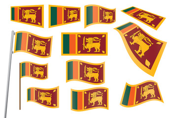 set of flags of Sri Lanka vector illustration