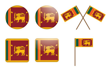 set of badges with flag of Sri Lanka vector illustration
