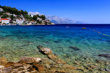 Beautiful Beach and Transparent Turquoise Adriatic Sea near Spli