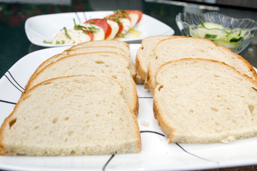 Sliced bread on plate