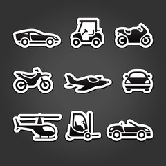 Set stickers transport icons