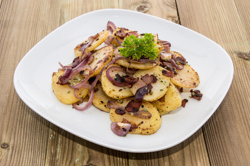 Big portion of fried Potatoes