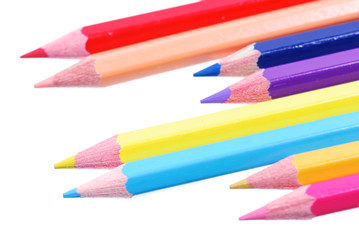 Fototapeta premium Colour pencils isolated on white background close up