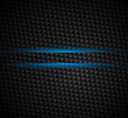Carbon fibre background with dark tones and blue light