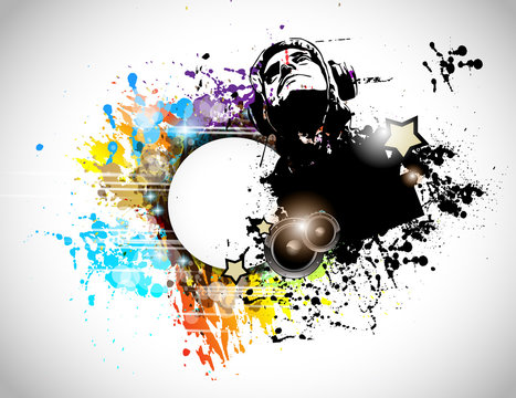 Disco club flyer with Disck Jockey shape