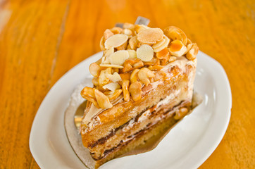 Coffee cake with nut and almond