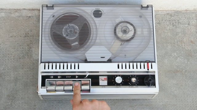close up of an old tape recorder