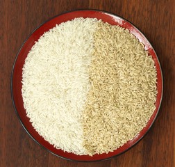 White and brown rice