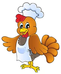 Crédence de cuisine en verre imprimé Pour enfants Cartoon chicken chef