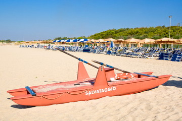 Rescue boat on the beach