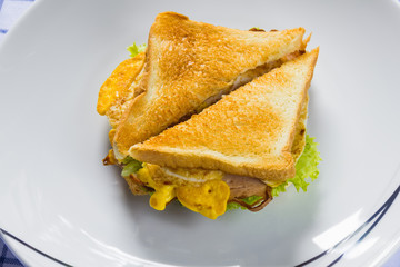 Sandwich on dish