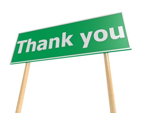 Street sign with thank you word