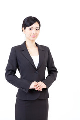 a portrait of asian businesswoman on white background