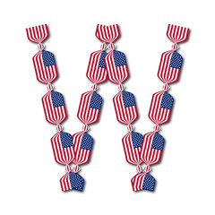 Letter W made of USA flags in form of candies