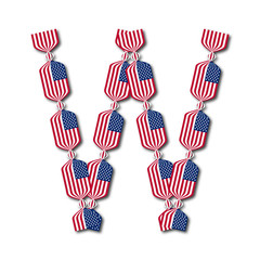 Fototapeta premium Letter W made of USA flags in form of candies