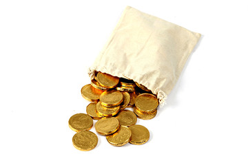 Goldmünzen in einem Beutel