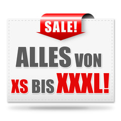 Alles von XS bis XXXL! Button, Icon