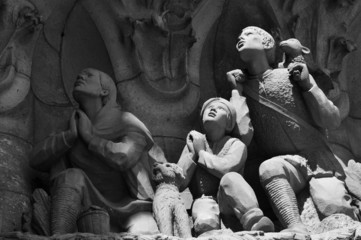 Architectural detail of Sagrada Familia in Barcelona, Spain