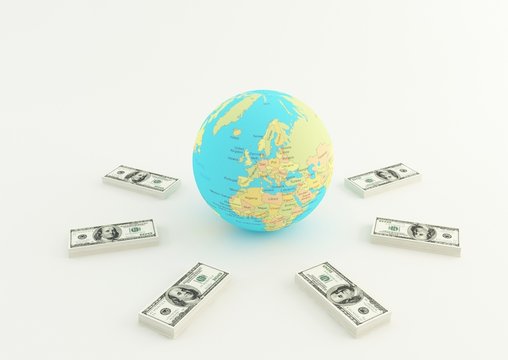 Money and Planet Earth Globe