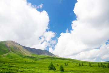 Mountain landscape with the sky and clouds
