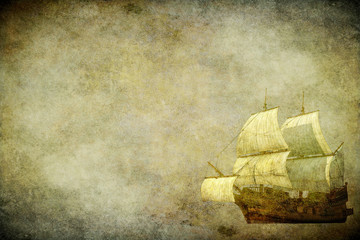 Sailing ship on a grunge background