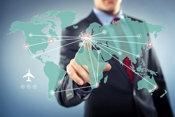 Man with Touchscreen Flightplan