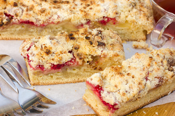 Slices of apple-raspberry pie