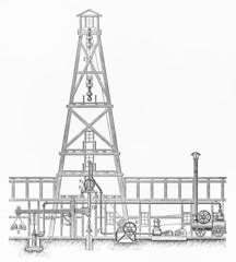Obraz premium Vintage Combined drilling rig from early 20th century