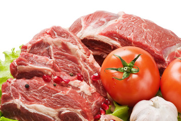 raw meat and fresh vegetables