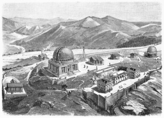 Vintage drawing of Nizza astronomical observatory