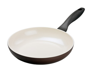 Brown frying pan with ceramic coating