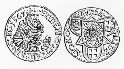 Obraz premium Vintage drawing representing a gold florin year 1557