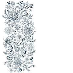 Decorative floral border in blue ink