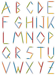 Abc made out of pencils