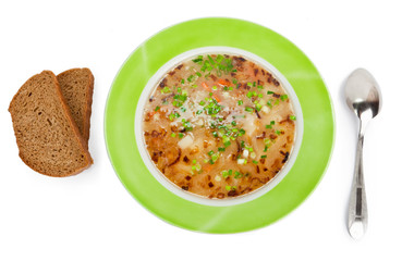 Vegetable soup on a meat broth