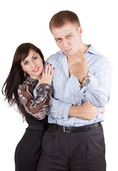 Young couple standing back to back having relationship difficult