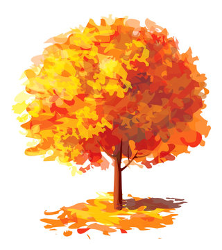 Vector of abstract autumnal tree.