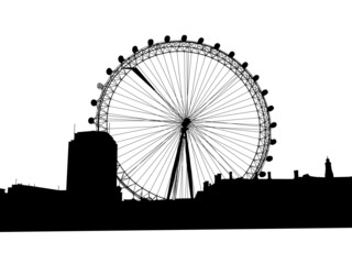 Big wheel on background of a city