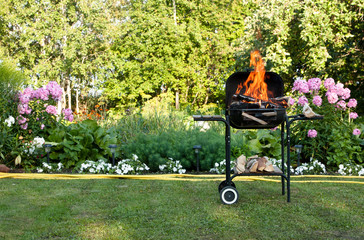 Flames in a barbecue