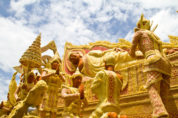Candle wax carving, Ubonratchathani Thailand