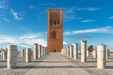 Papier Peint photo Lavable Maroc Tour place de la tour Hassan à Rabat Maroc