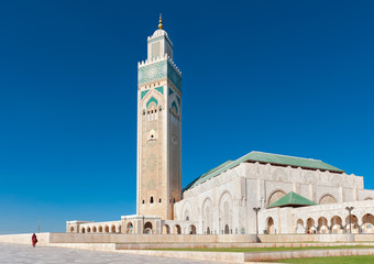 Hassan II Mosque Casablanca Morocco side view - obrazy, fototapety, plakaty