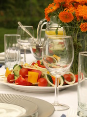 Shashliks on party table