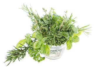 Glass with fresh Herbs