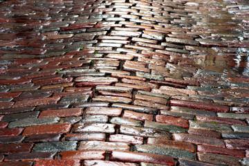 wet cobble stones