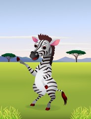 Funny cartoon zebra standing