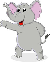 Elephant cartoon with hand waving