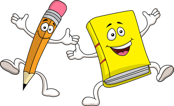 Pencil and book cartoon character
