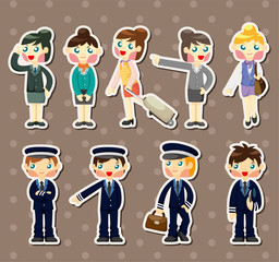 cartoon flight attendant/pilot stickers